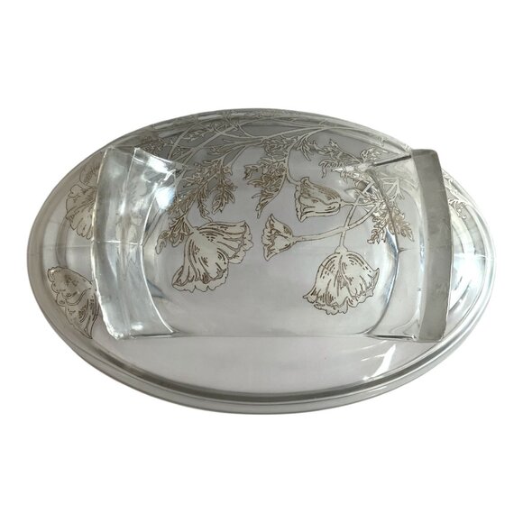 Vintage 1950s Silver Overlay Oval Bowl – Floral Design, Aged Patina, Tiny Flaws - Picture 4 of 8